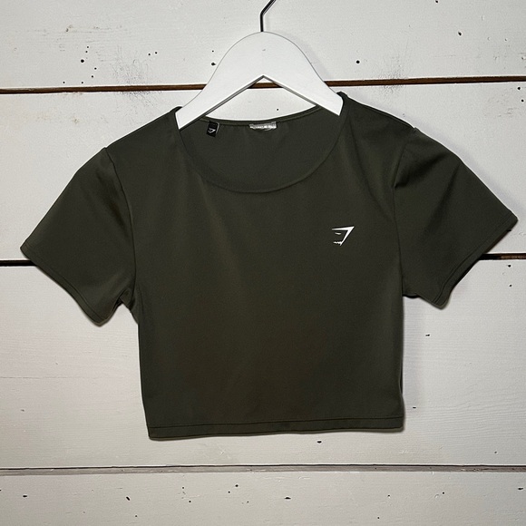 Gymshark Tops - Gymshark Womens Short Sleeve Dark Green Crop Top